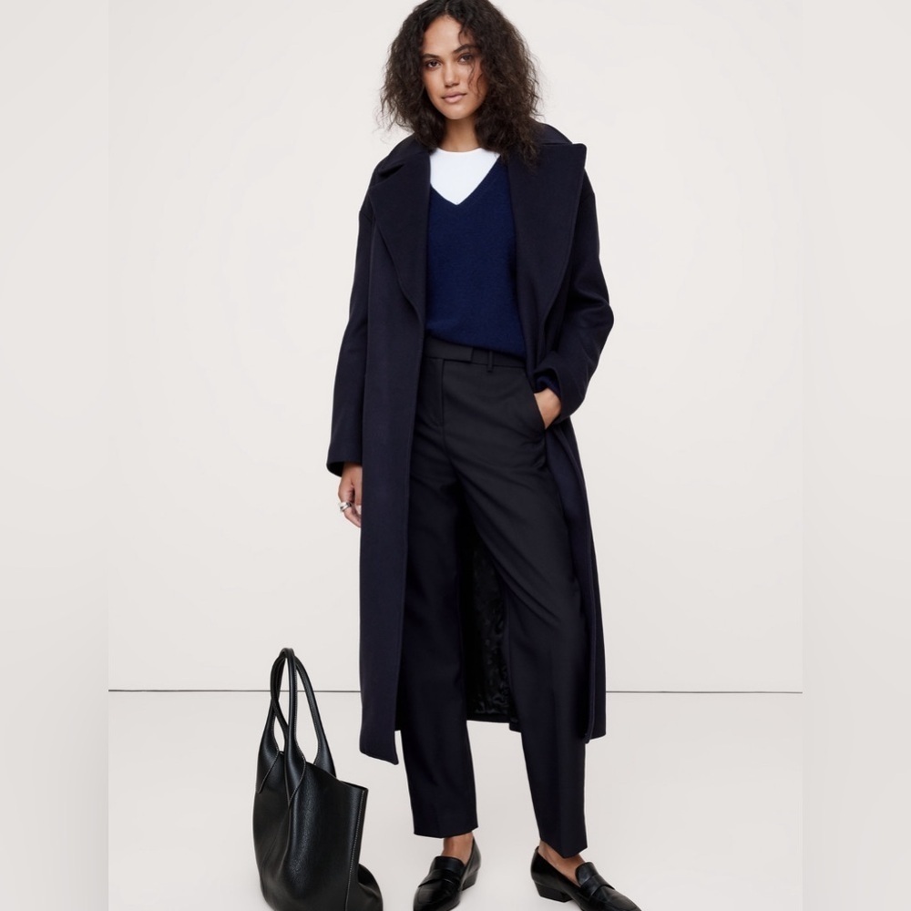 Nwt! Banana Republic Navy Blue High-Rise Tapered Italian Wool Ankle Pant
